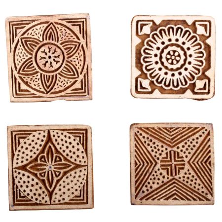 Set of 4 Piece New Mix Wooden Printing Block